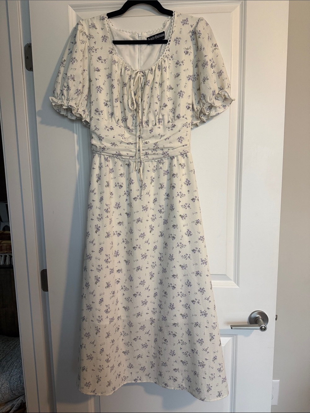 ASTR The Label Cream Midi Dress with Lavender Floral Print